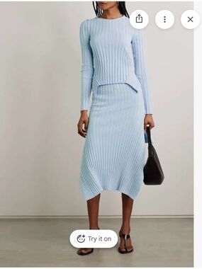 Stella McCartney Light Blue Ribbed Knit sweater, made in Italy, XS